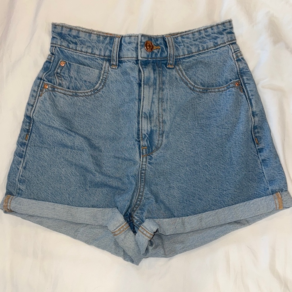 Zara Blue High Waist Denim Shorts Size 2